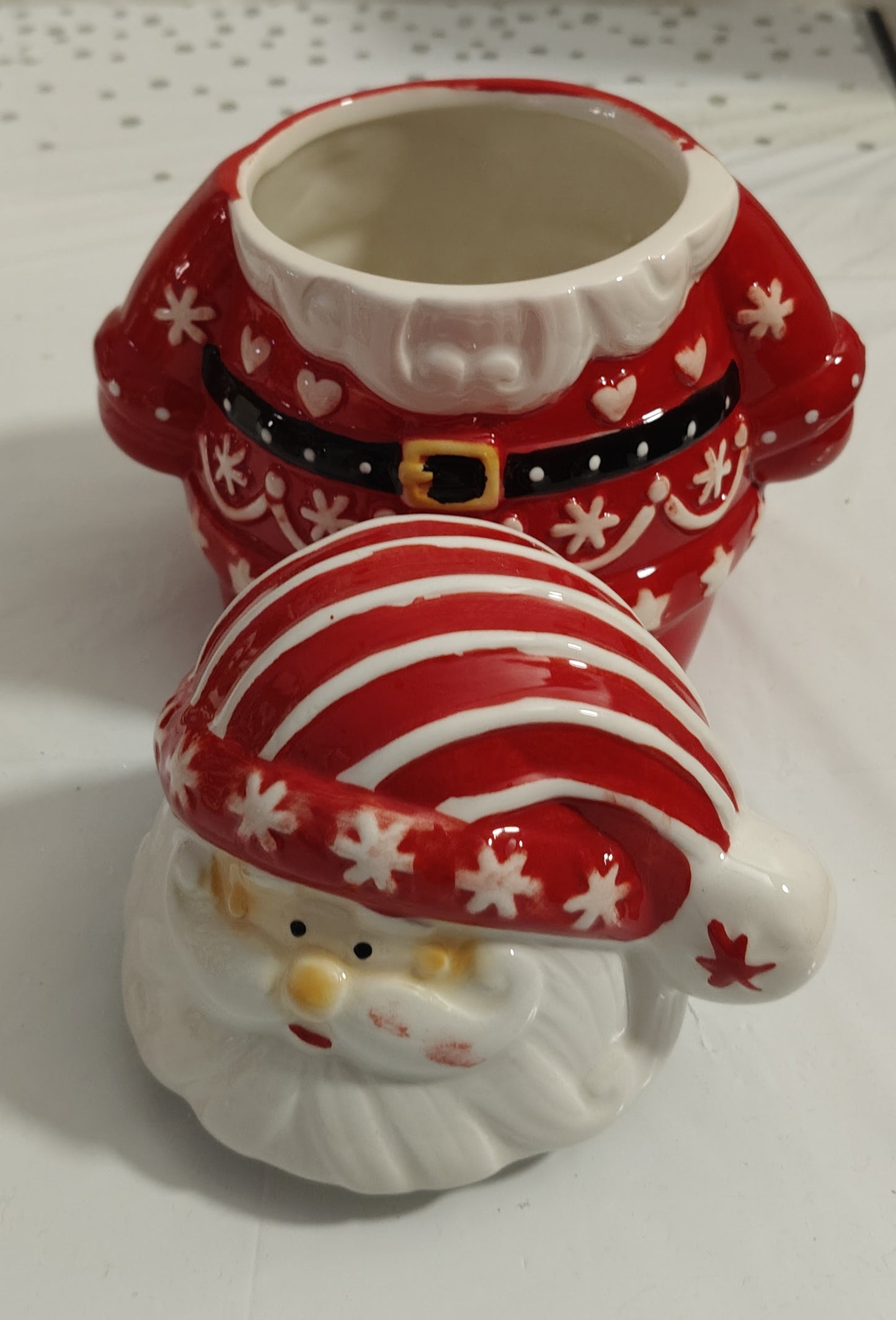 Biscottiera Babbo natale Rosso e Bianco 30cm