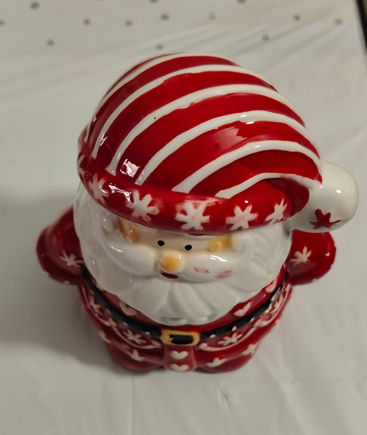Biscottiera Babbo natale Rosso e Bianco 30cm