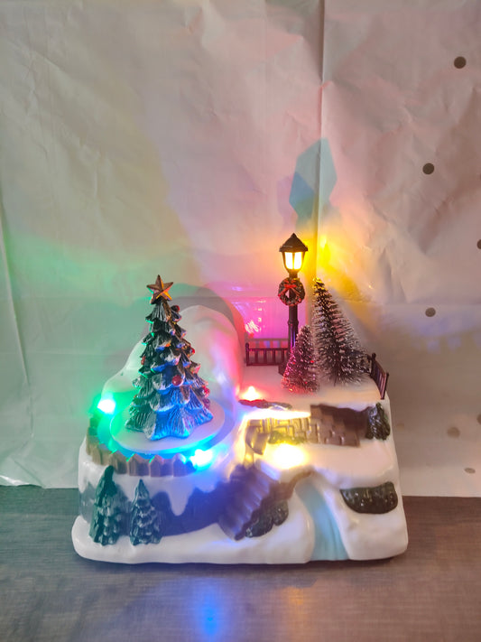 ⛸️ Giostrina Scenario Pista di Pattinaggio con Luci, Musica e Movimento Piccola🎶✨