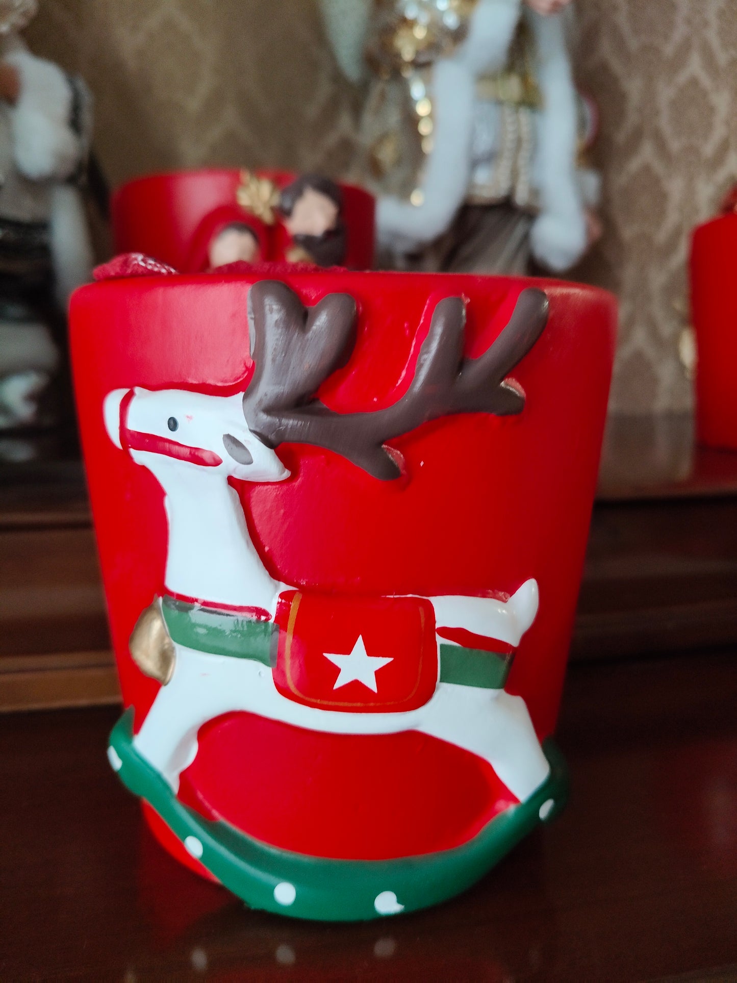 Vaso in Ceramica Rosso con 3 strofinacci Grandi