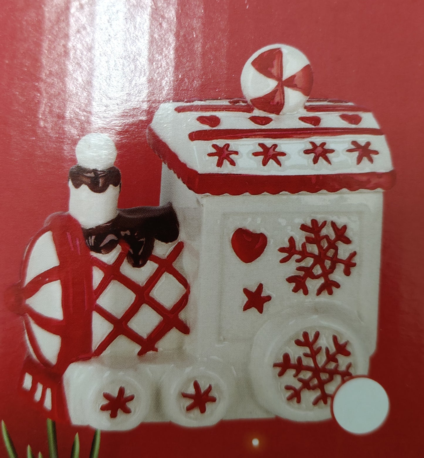 Biscottiera Trenino in Ceramica Rosso e Bianco Grande