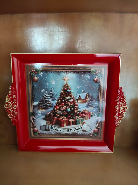 Vassoio Natalizio quadrato in Plastica – 2 Disegni Differenti 🎅✨