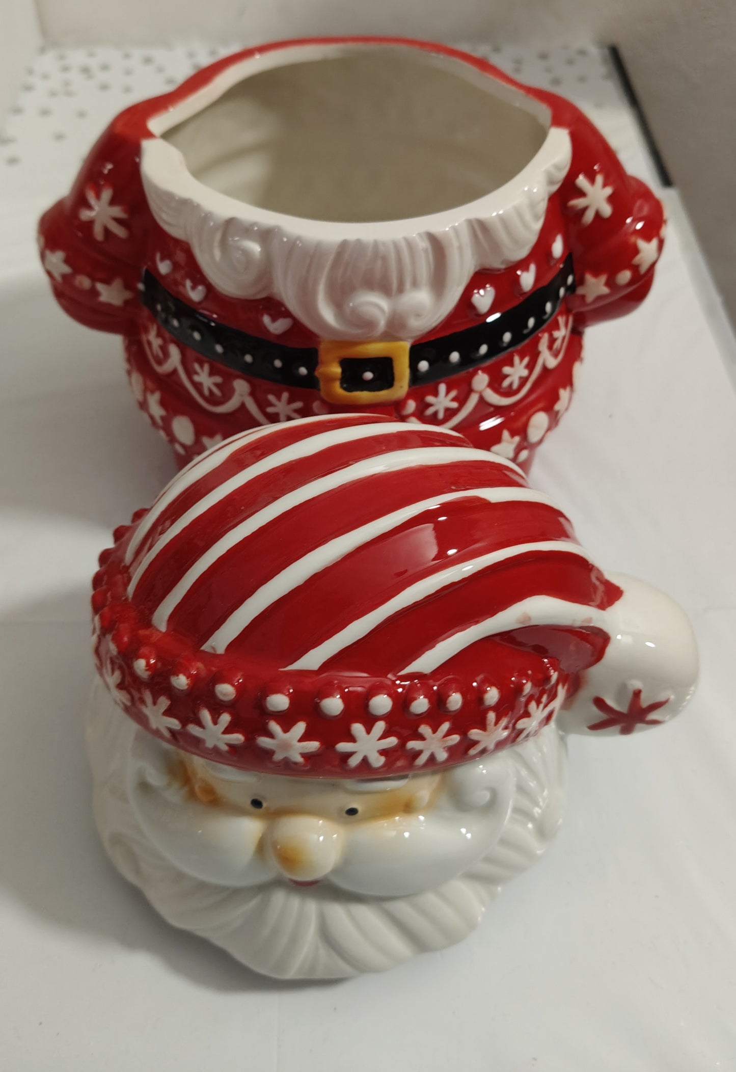 Biscottiera Babbo Natale Rosso e Bianco 40cm