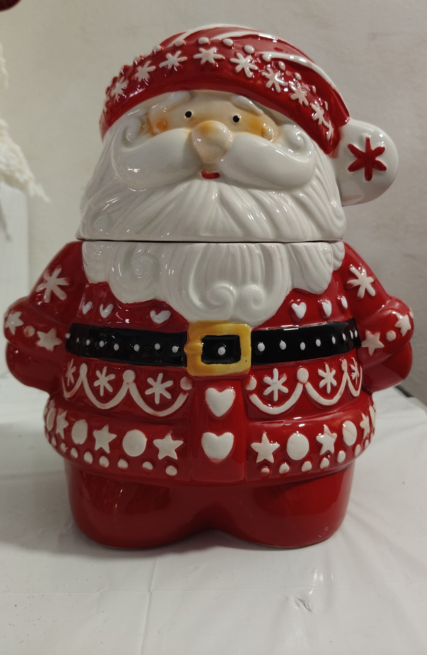 Biscottiera Babbo Natale Rosso e Bianco 40cm