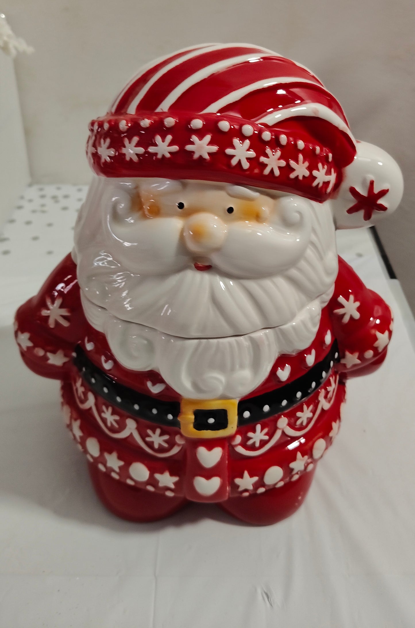 Biscottiera Babbo Natale Rosso e Bianco 40cm