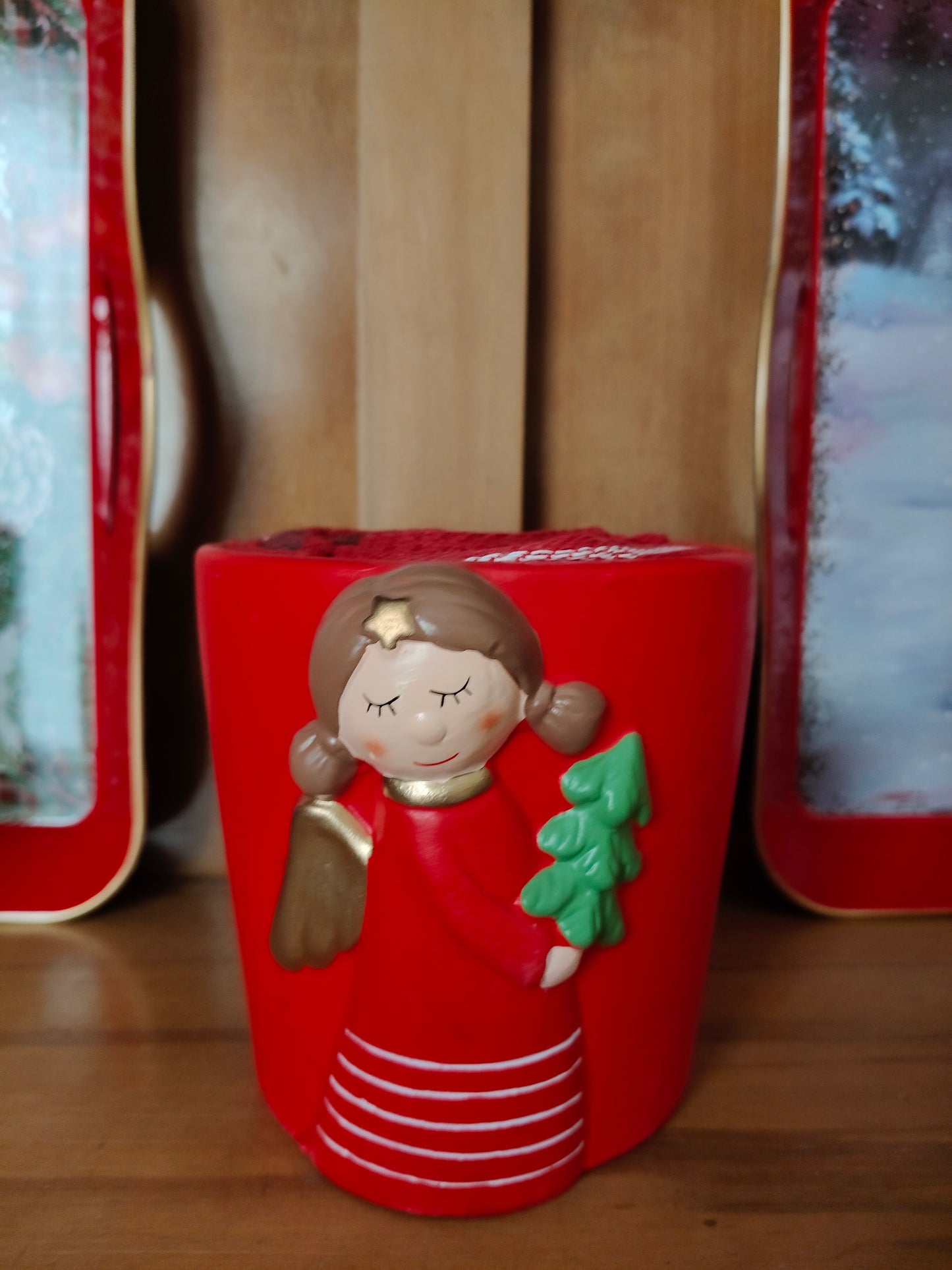 Vaso in Ceramica Rosso con 3 strofinacci Grandi