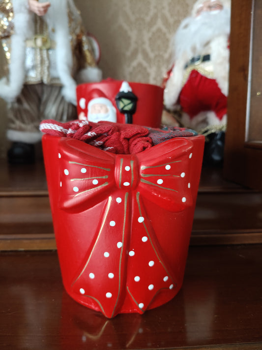 Vaso in Ceramica Rosso con 3 strofinacci Grandi