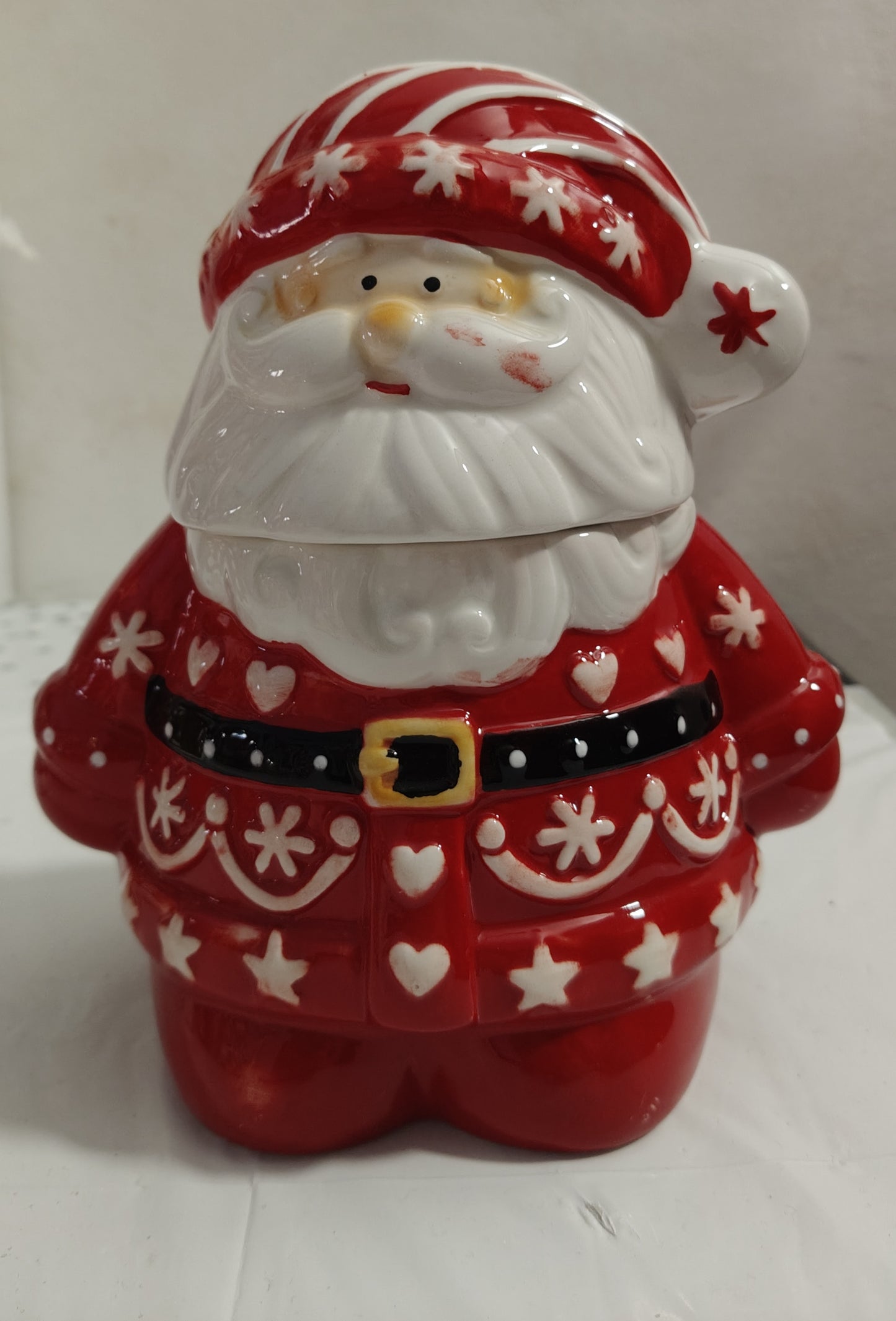 Biscottiera Babbo natale Rosso e Bianco 30cm