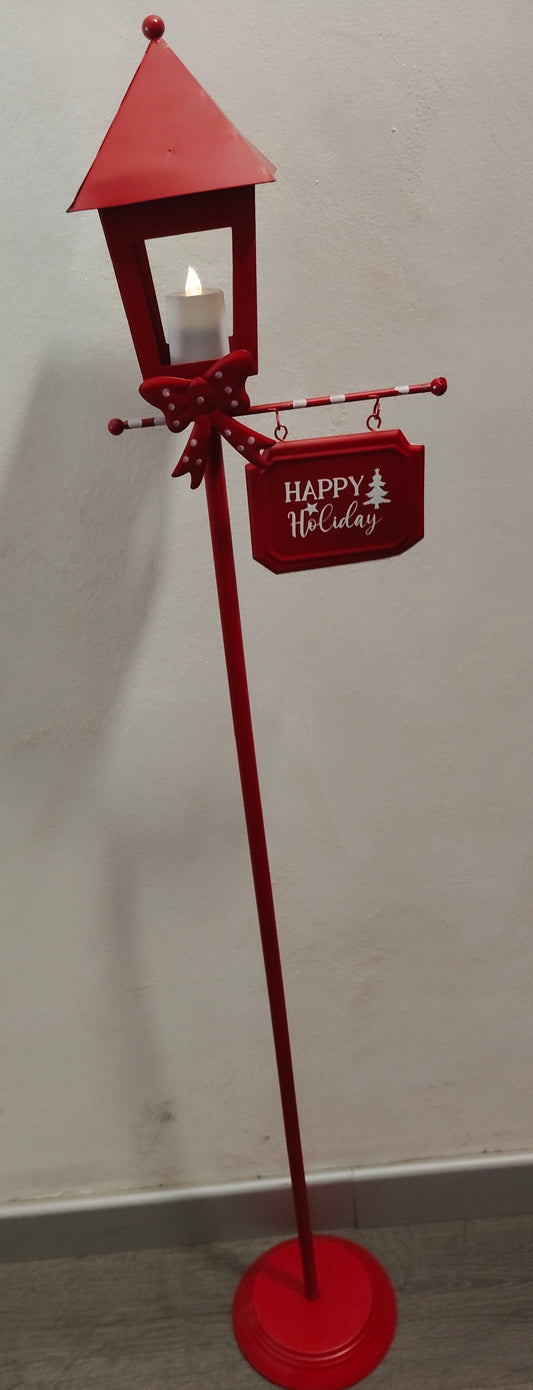Lampione Natalizio con Luce e Musica – Rosso, a Batteria