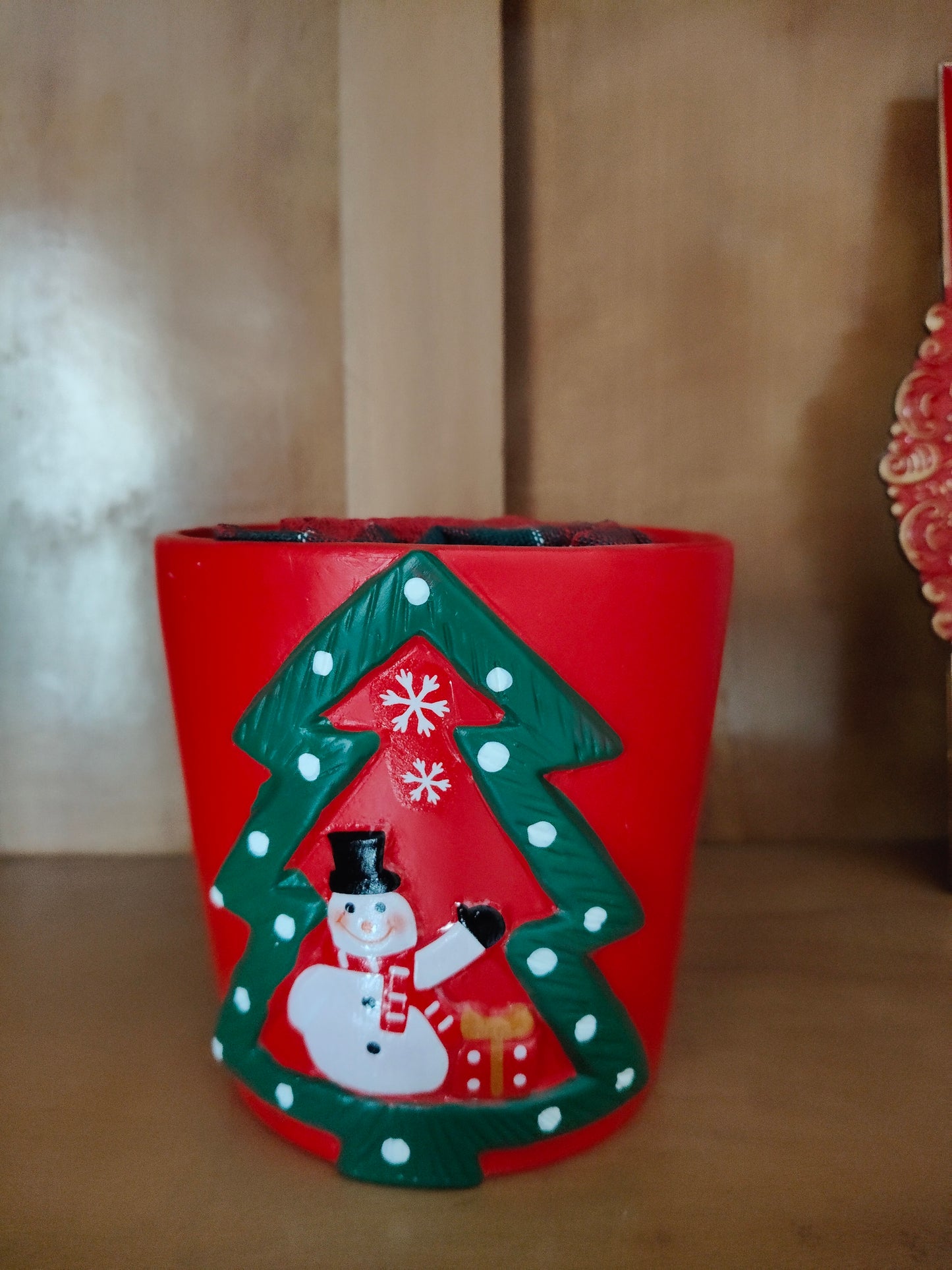 Vaso in Ceramica Rosso con 3 strofinacci Grandi